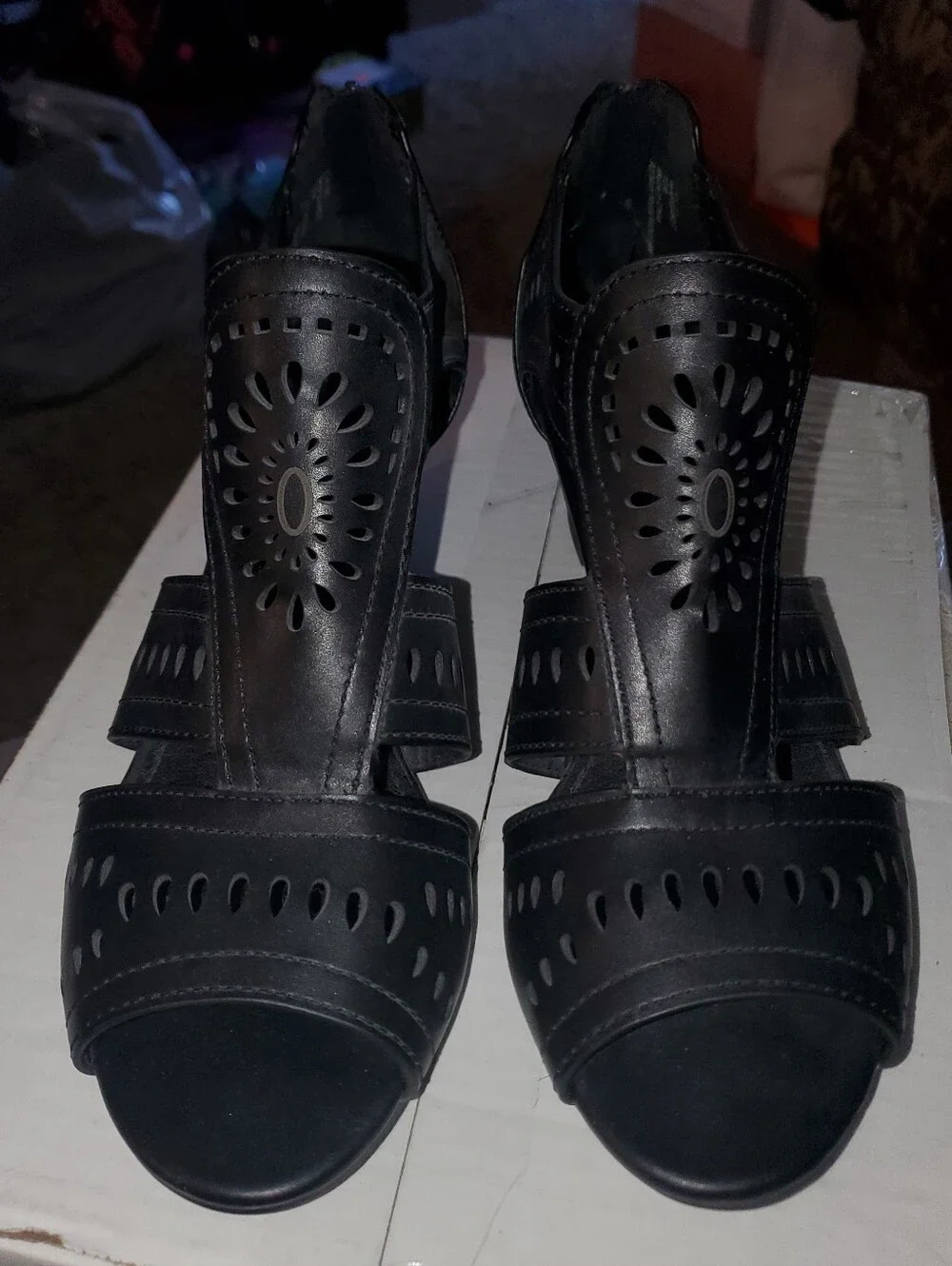 *NWOT* Women’s Black Pesaro Margaret Peep Toe Wedge - Size 10